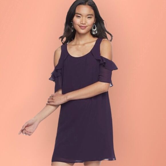 Speechless Purple Ruffle Sleeve Elegant Shift Dress Size XS New - Picture 1 of 8